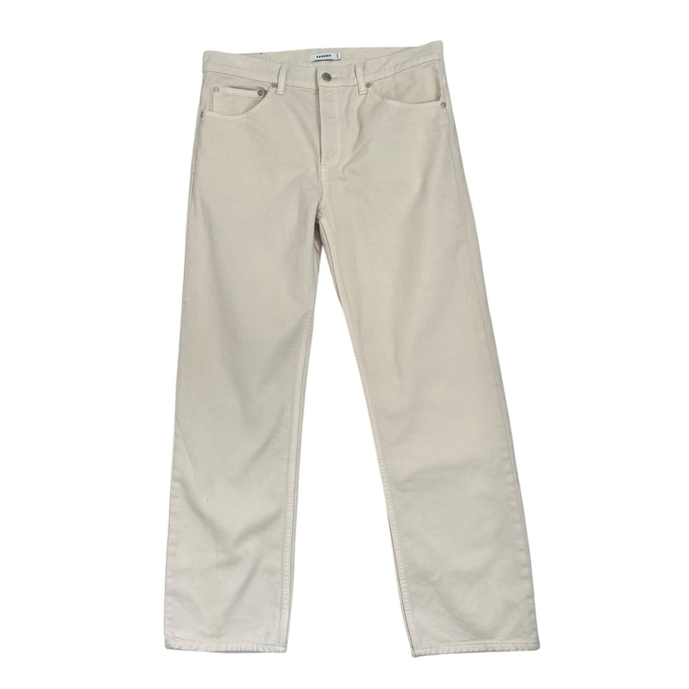 Sandro Paris Mens Regular Fit Jeans Ecru Off-White Button Fly Size 32 SHPJE00452